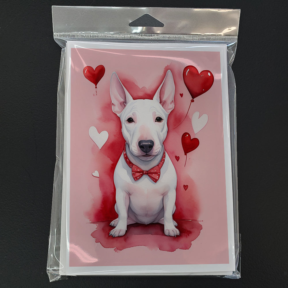 English Bull Terrier My Valentine Greeting Cards Pack of 8 Blank Cards with Envelopes Whimsical A7 Size 5x7