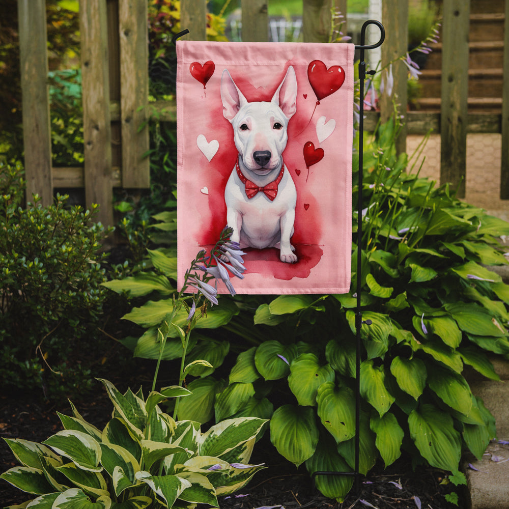 English Bull Terrier My Valentine Garden Flag Mailbox Decorative Yard Banner Outside Patio Artwork for Flower Beds, Garden Size, Multicolor
