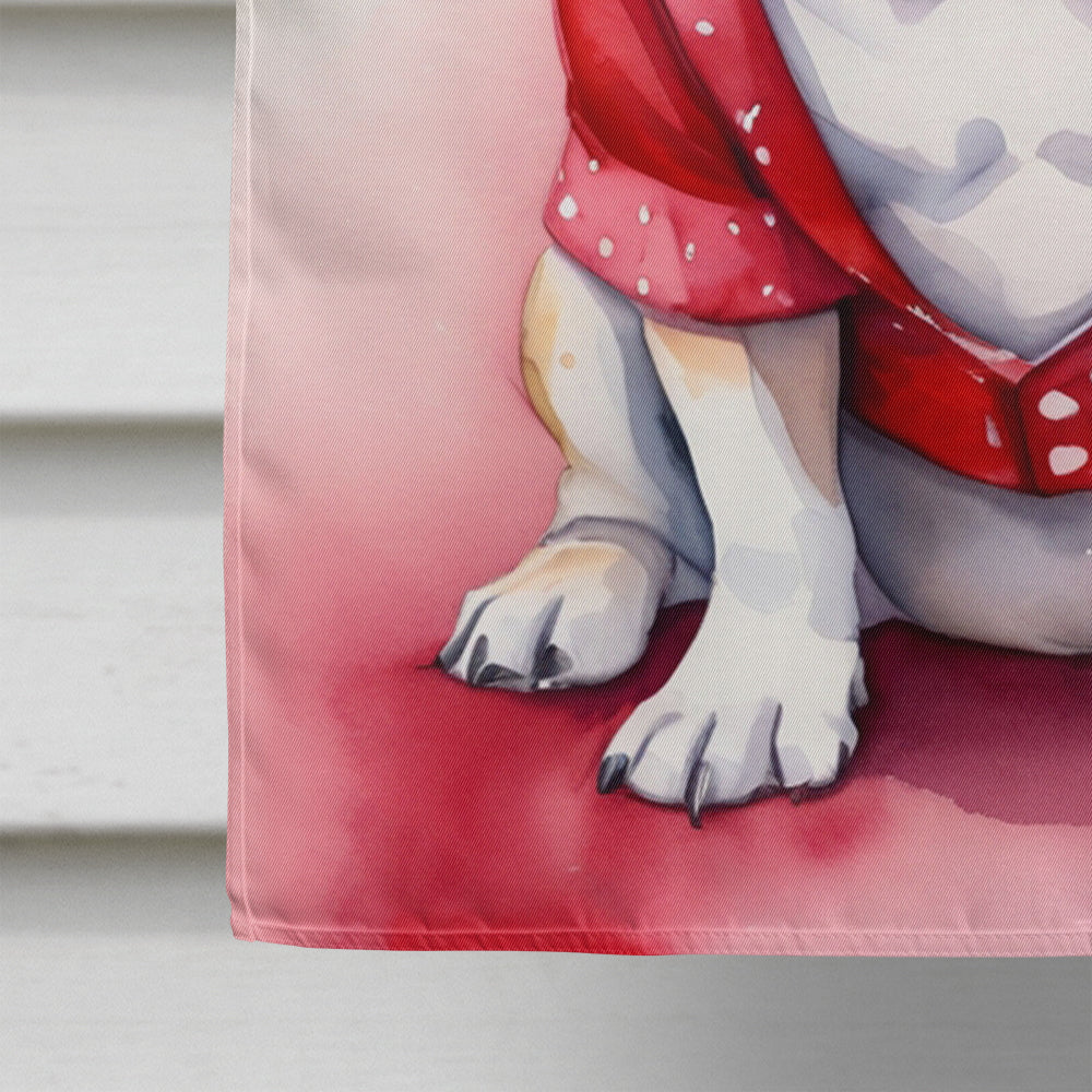 English Bulldog My Valentine House Flag 28x40 Porch Sleeve Pole Decorative Outside Yard Banner Artwork Wall Hanging, Polyester