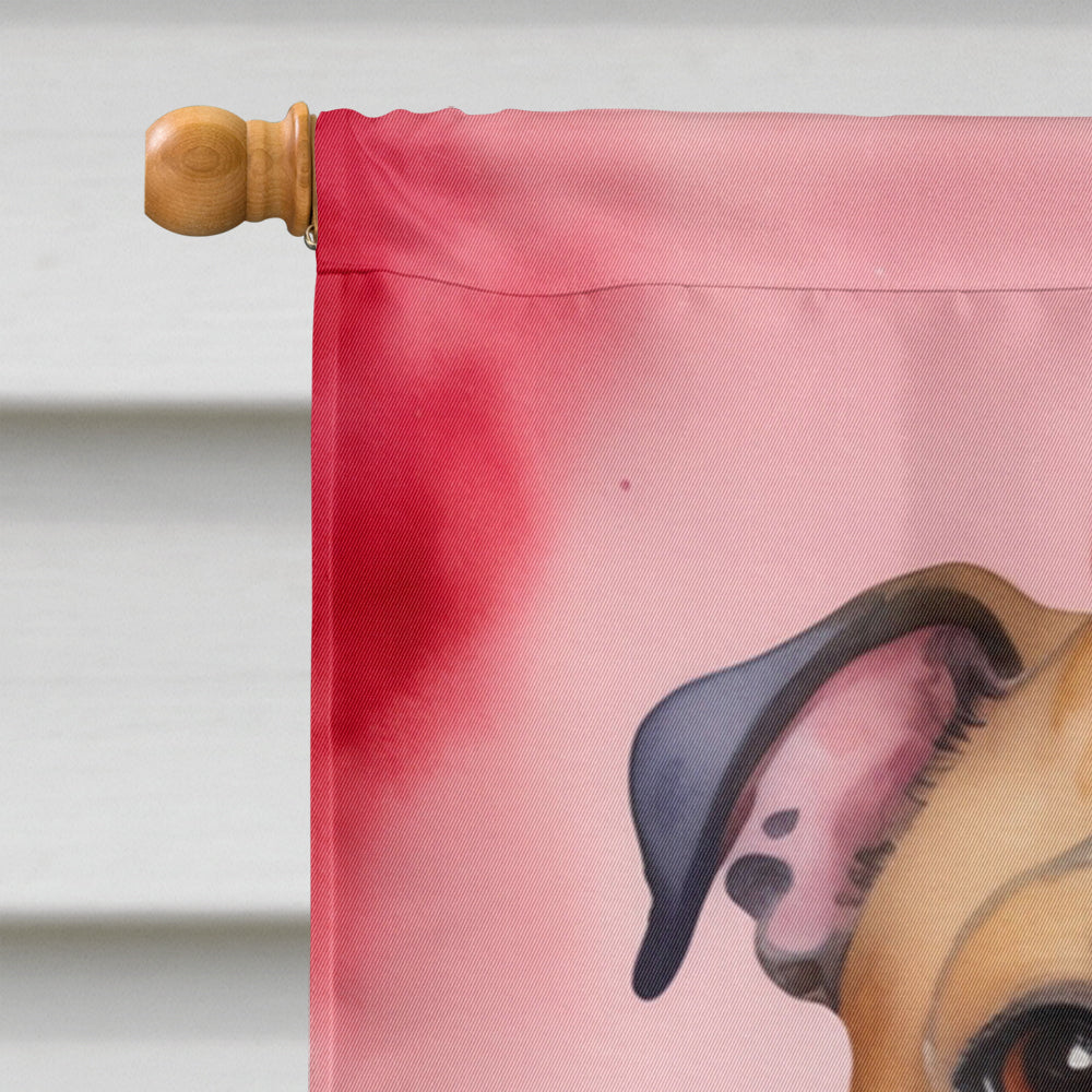 English Bulldog My Valentine House Flag 28x40 Porch Sleeve Pole Decorative Outside Yard Banner Artwork Wall Hanging, Polyester