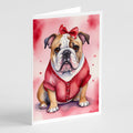 English Bulldog My Valentine Greeting Cards Pack of 8 Blank Cards with Envelopes Whimsical A7 Size 5x7