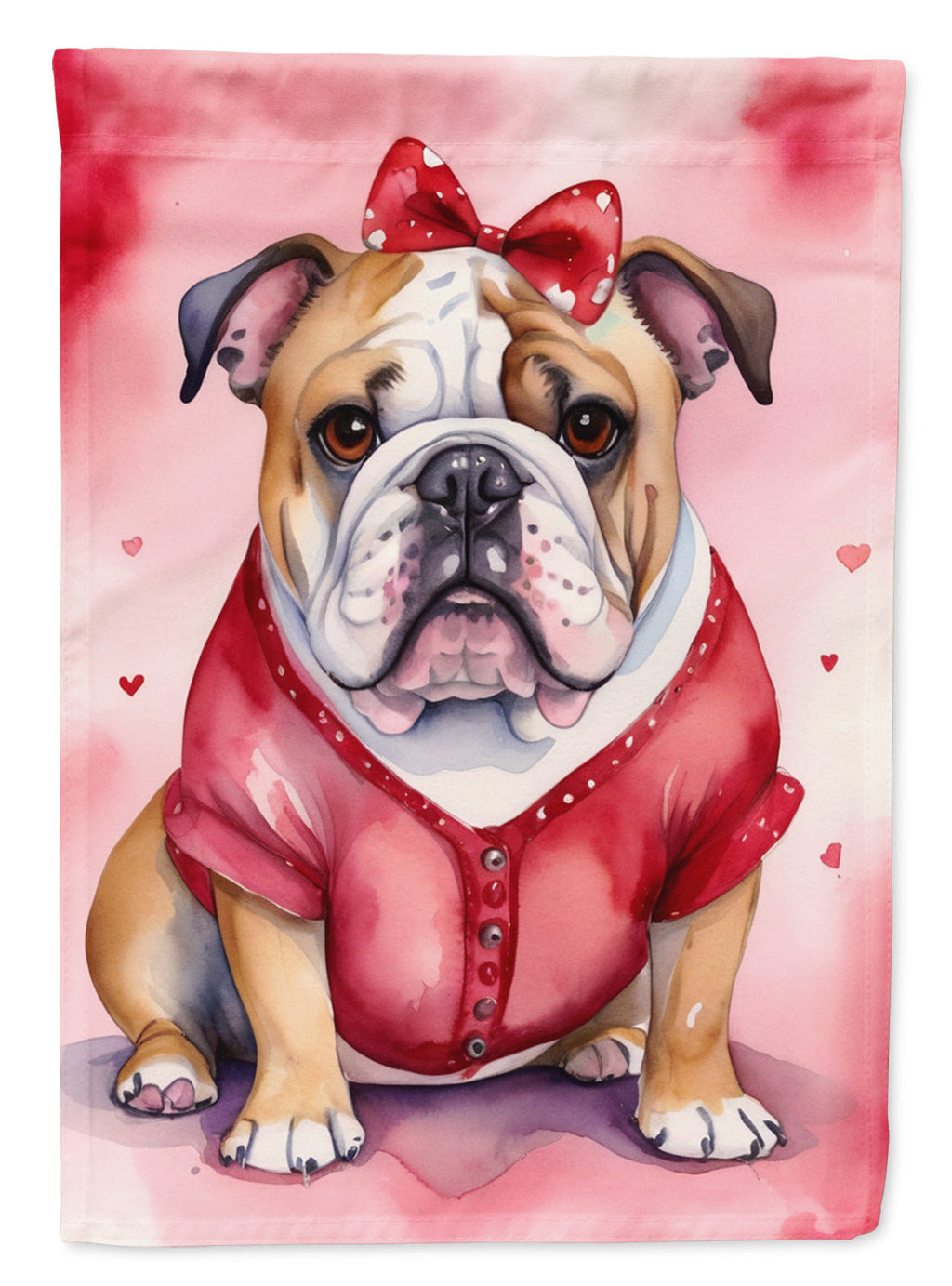 English Bulldog My Valentine Garden Flag Mailbox Decorative Yard Banner Outside Patio Artwork for Flower Beds, Garden Size, Multicolor