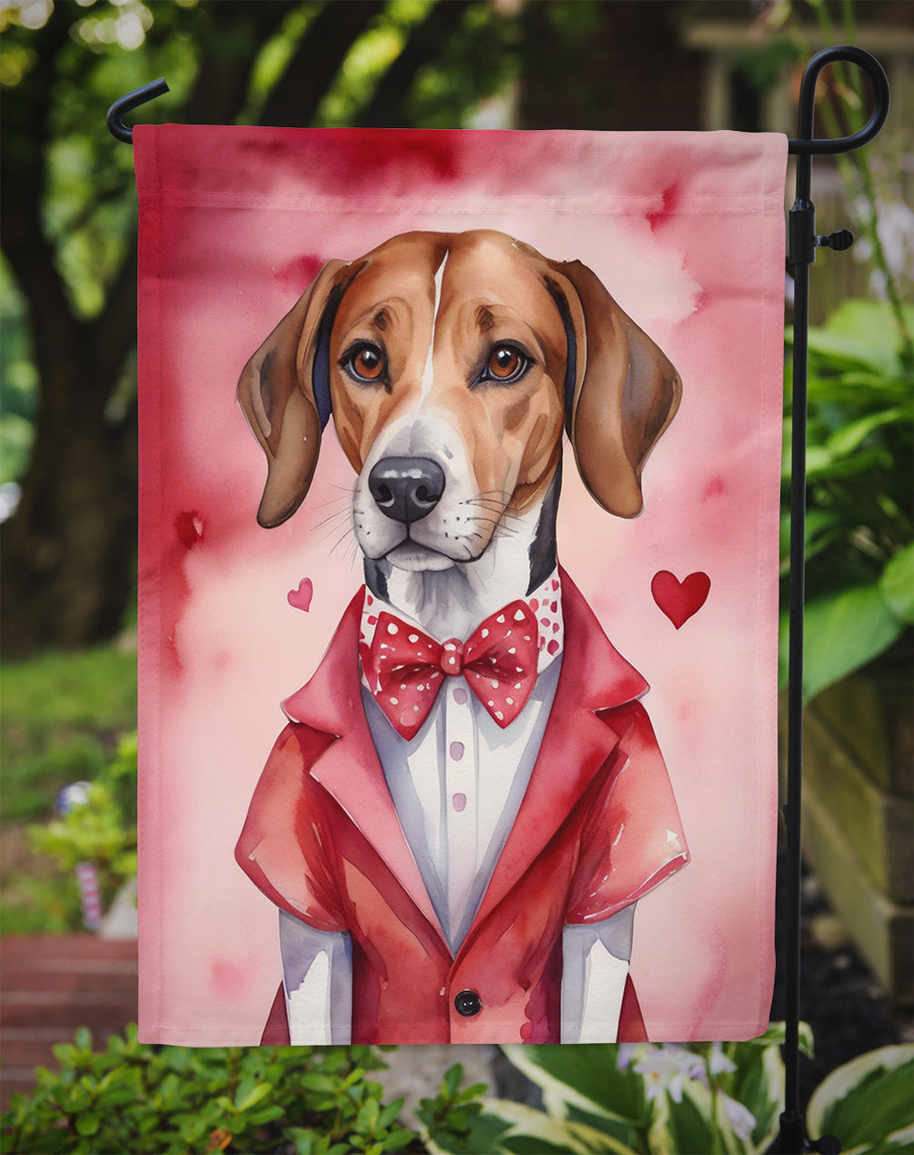 English Foxhound My Valentine Garden Flag Mailbox Decorative Yard Banner Outside Patio Artwork for Flower Beds, Garden Size, Multicolor