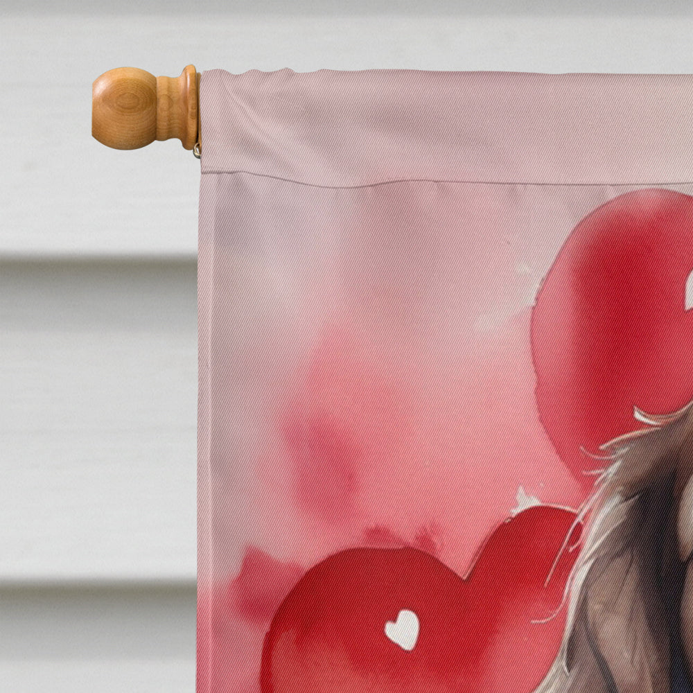English Springer Spaniel My Valentine House Flag 28x40 Porch Sleeve Pole Decorative Outside Yard Banner Artwork Wall Hanging, Polyester