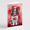 English Springer Spaniel My Valentine Greeting Cards Pack of 8 Blank Cards with Envelopes Whimsical A7 Size 5x7