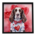English Springer Spaniel My Valentine Framed Metal Print Bathroom, Kitchen, Office, Home Decor Wall Art Ready to Hang, Square, 8X8