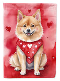 Finnish Spitz My Valentine House Flag 28x40 Porch Sleeve Pole Decorative Outside Yard Banner Artwork Wall Hanging, Polyester