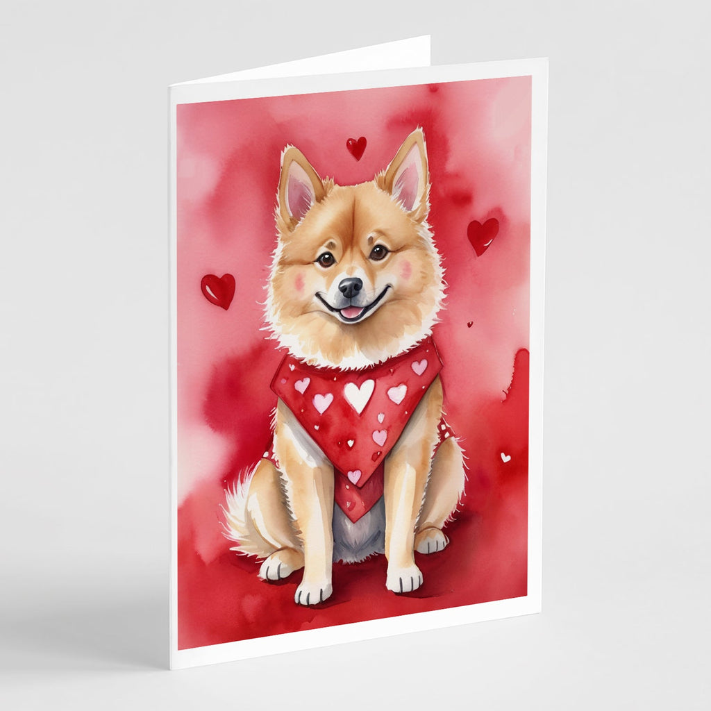 Finnish Spitz My Valentine Greeting Cards Pack of 8 Blank Cards with Envelopes Whimsical A7 Size 5x7
