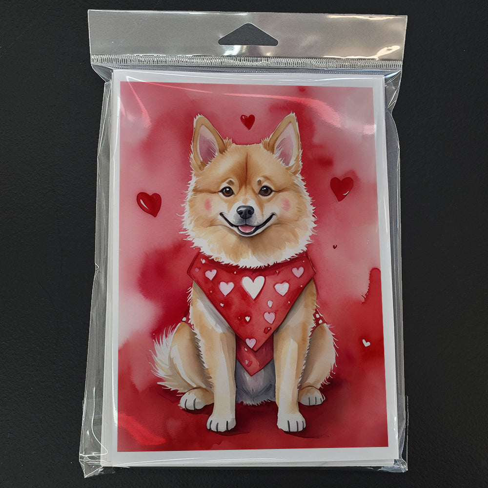 Finnish Spitz My Valentine Greeting Cards Pack of 8 Blank Cards with Envelopes Whimsical A7 Size 5x7