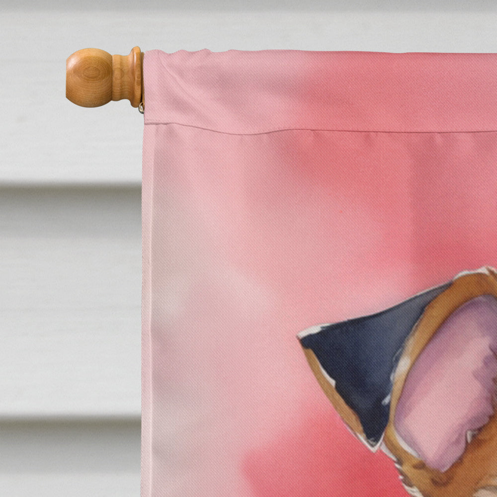 Fox Terrier My Valentine House Flag 28x40 Porch Sleeve Pole Decorative Outside Yard Banner Artwork Wall Hanging, Polyester