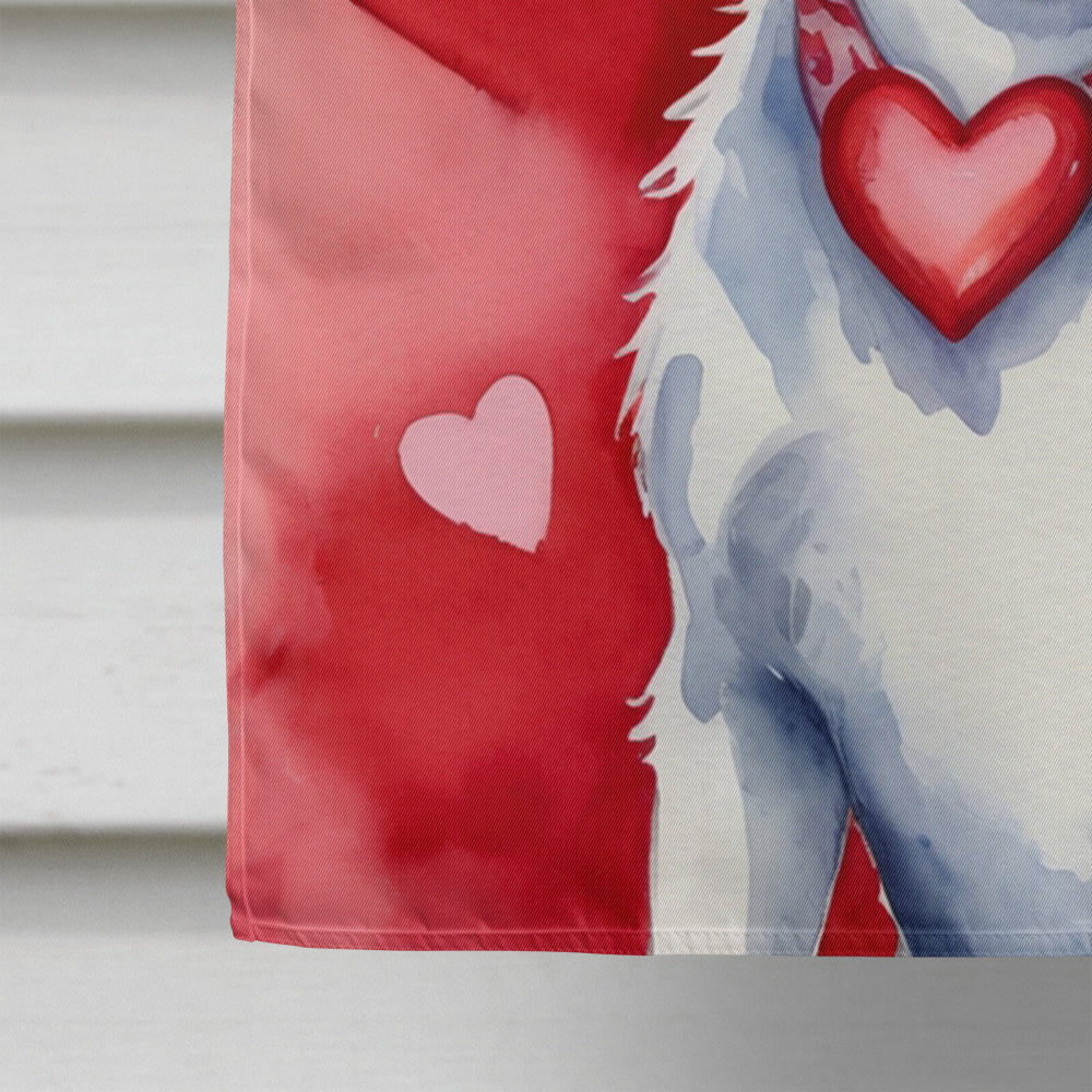 Fox Terrier My Valentine House Flag 28x40 Porch Sleeve Pole Decorative Outside Yard Banner Artwork Wall Hanging, Polyester