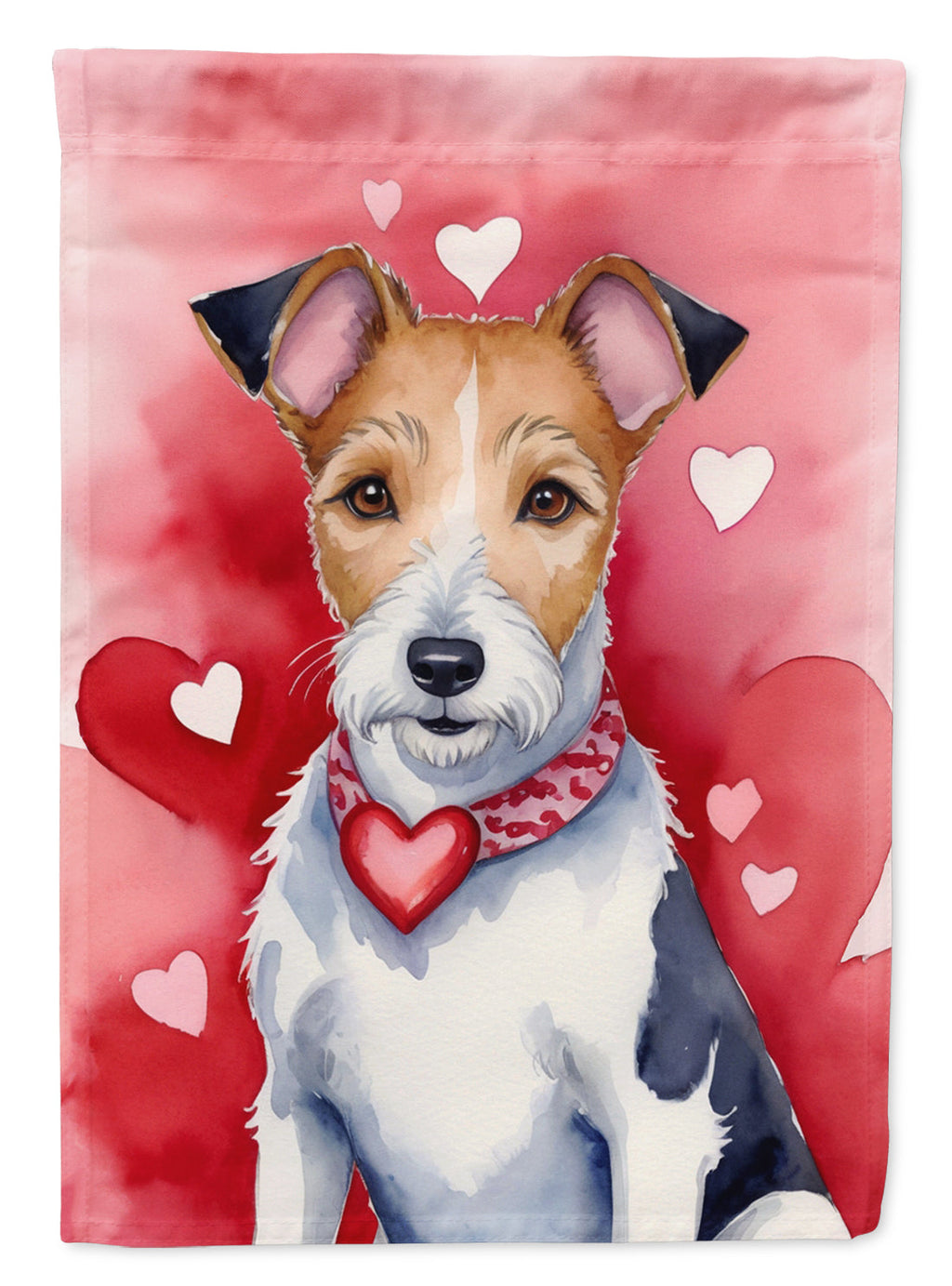 Fox Terrier My Valentine Garden Flag Mailbox Decorative Yard Banner Outside Patio Artwork for Flower Beds, Garden Size, Multicolor