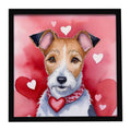 Fox Terrier My Valentine Framed Metal Print Bathroom, Kitchen, Office, Home Decor Wall Art Ready to Hang, Square, 8X8