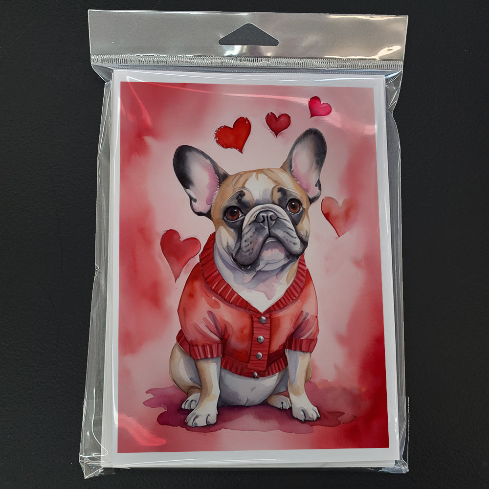 French Bulldog My Valentine Greeting Cards Pack of 8 Blank Cards with Envelopes Whimsical A7 Size 5x7