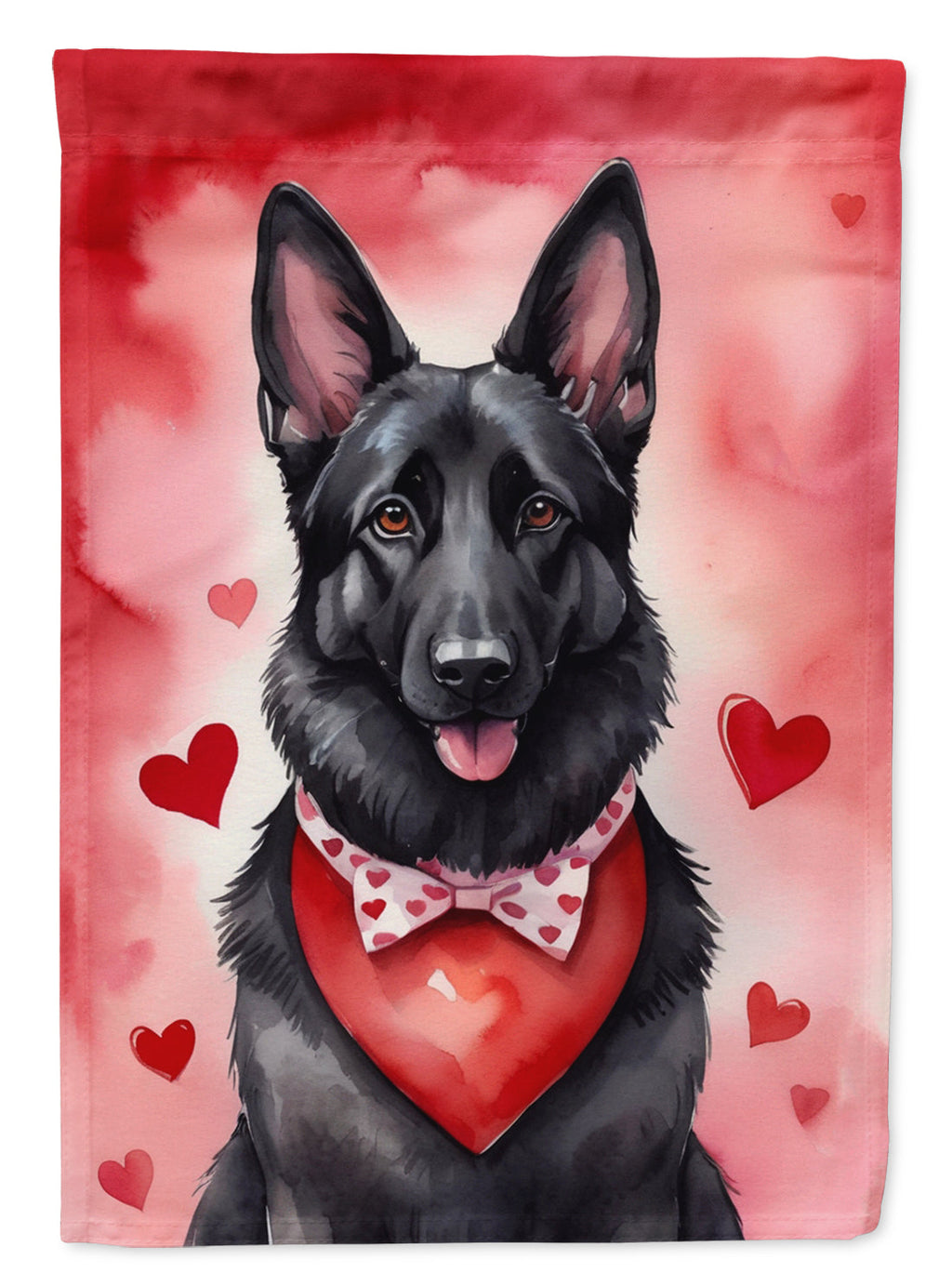 Black German Shepherd My Valentine Garden Flag Mailbox Decorative Yard Banner Outside Patio Artwork for Flower Beds, Garden Size, Multicolor