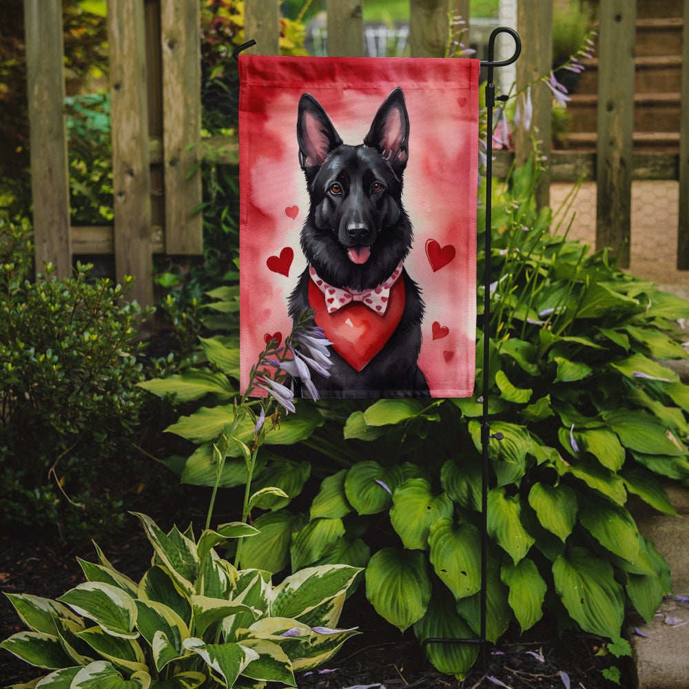 Black German Shepherd My Valentine Garden Flag Mailbox Decorative Yard Banner Outside Patio Artwork for Flower Beds, Garden Size, Multicolor