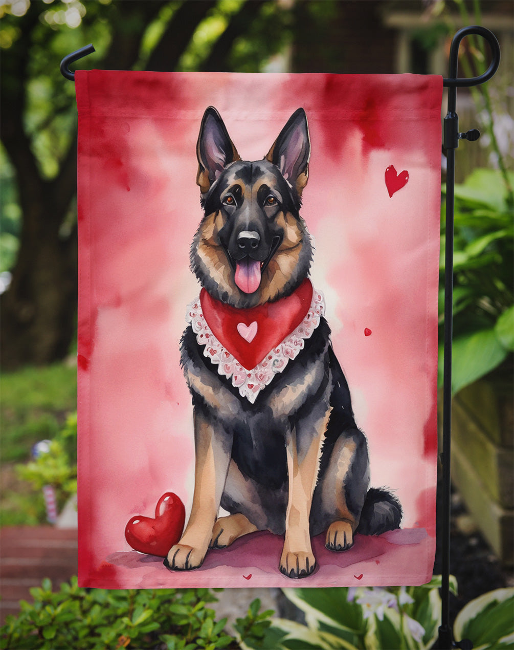 German Shepherd My Valentine Garden Flag Mailbox Decorative Yard Banner Outside Patio Artwork for Flower Beds, Garden Size, Multicolor