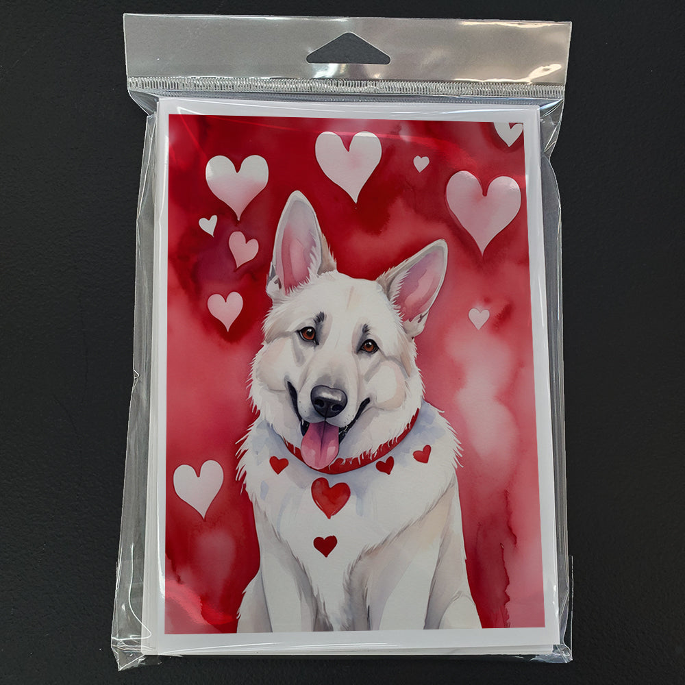 White German Shepherd My Valentine Greeting Cards Pack of 8 Blank Cards with Envelopes Whimsical A7 Size 5x7
