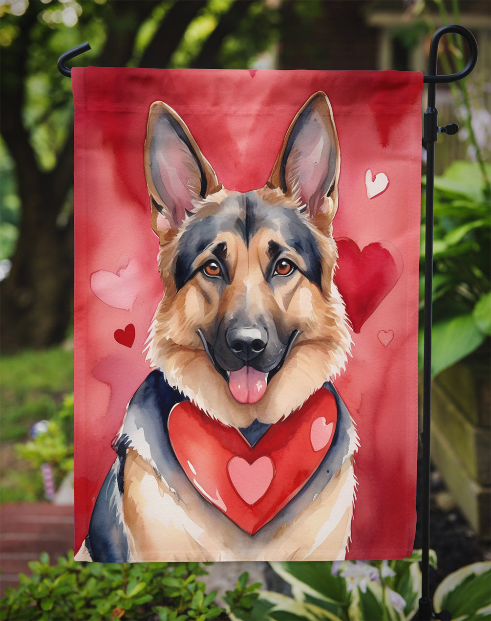 German Shepherd My Valentine Garden Flag Mailbox Decorative Yard Banner Outside Patio Artwork for Flower Beds, Garden Size, Multicolor