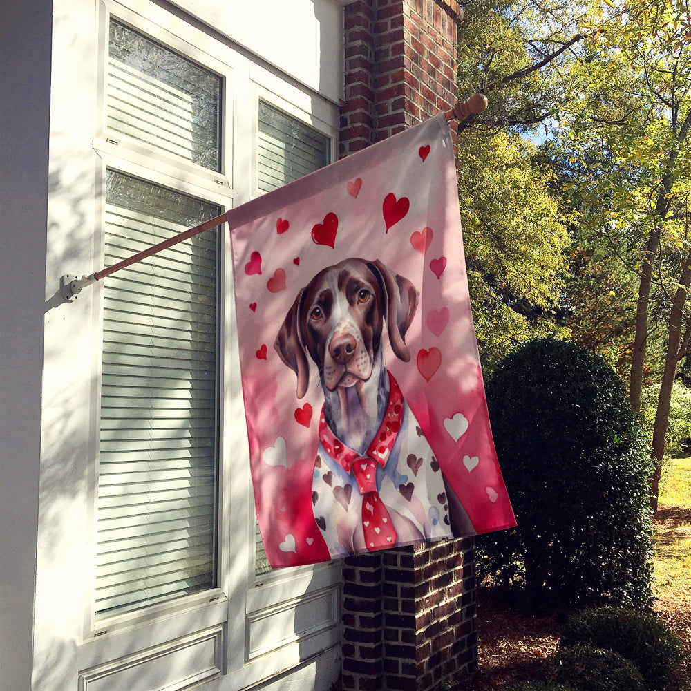 German Shorthaired Pointer My Valentine House Flag 28x40 Porch Sleeve Pole Decorative Outside Yard Banner Artwork Wall Hanging, Polyester