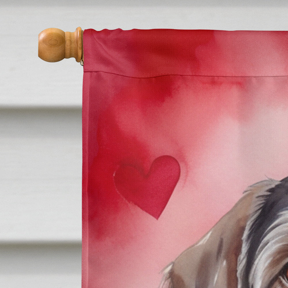 German Wirehaired Pointer My Valentine House Flag 28x40 Porch Sleeve Pole Decorative Outside Yard Banner Artwork Wall Hanging, Polyester
