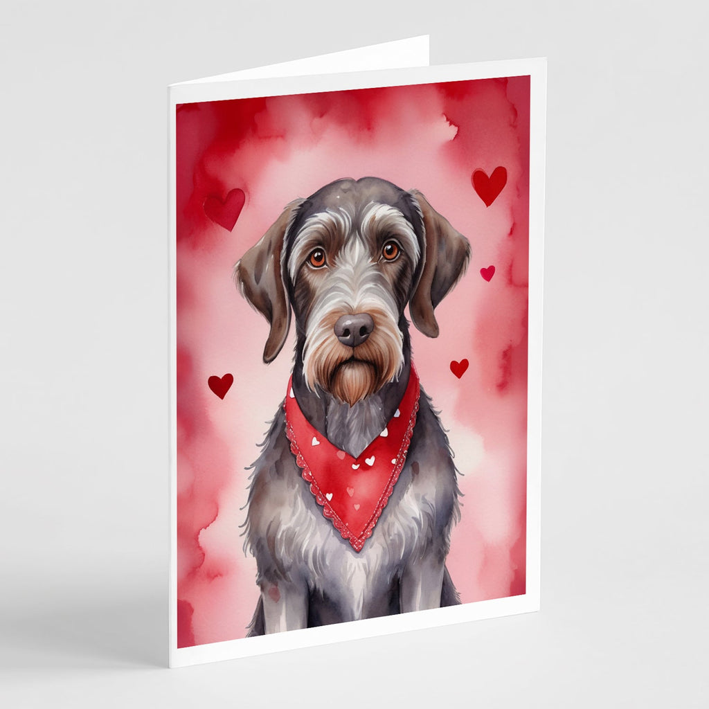 German Wirehaired Pointer My Valentine Greeting Cards Pack of 8 Blank Cards with Envelopes Whimsical A7 Size 5x7