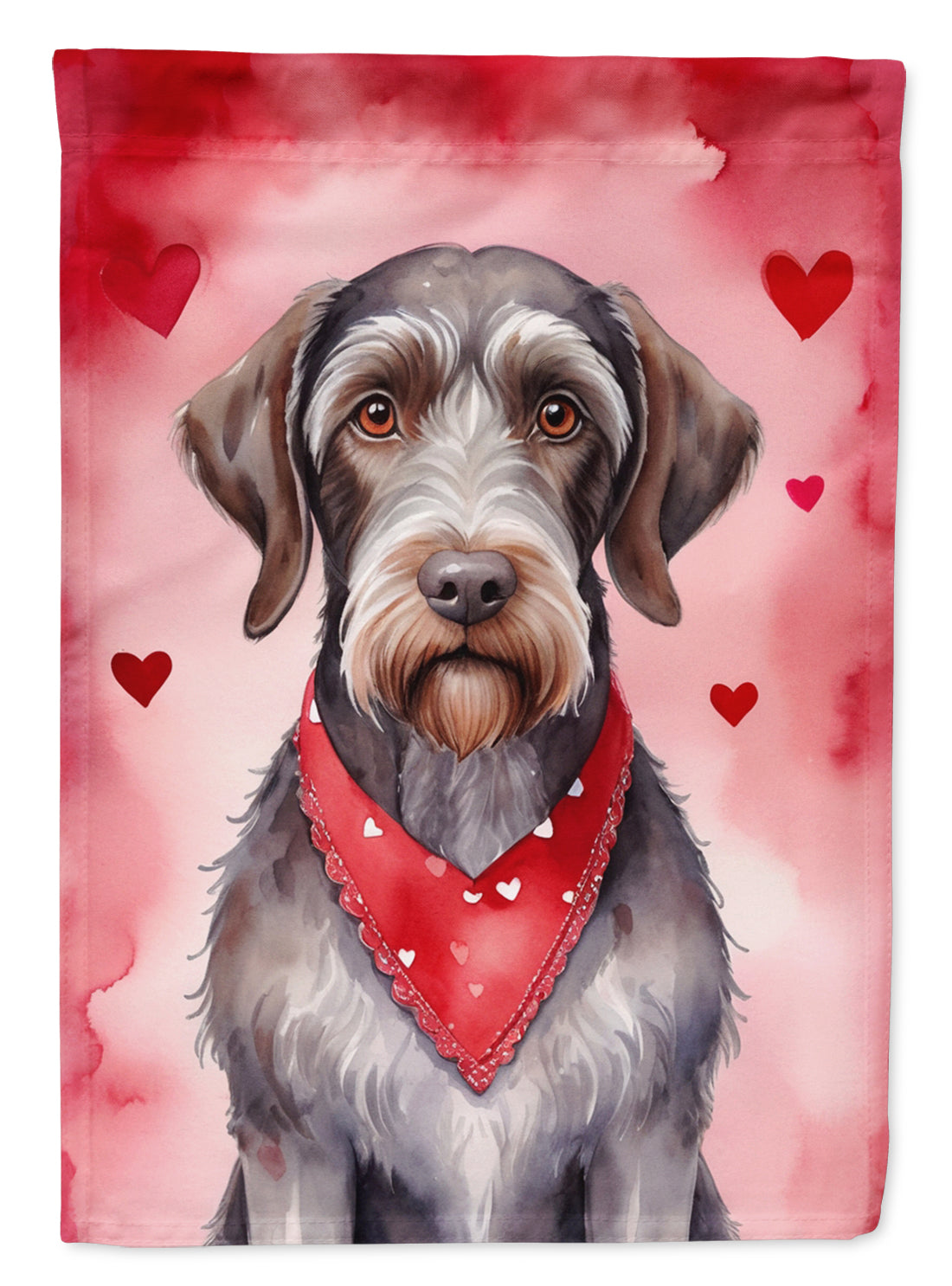 German Wirehaired Pointer My Valentine Garden Flag Mailbox Decorative Yard Banner Outside Patio Artwork for Flower Beds, Garden Size, Multicolor