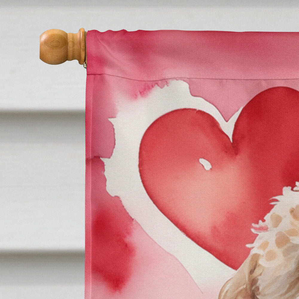 Goldendoodle My Valentine House Flag 28x40 Porch Sleeve Pole Decorative Outside Yard Banner Artwork Wall Hanging, Polyester