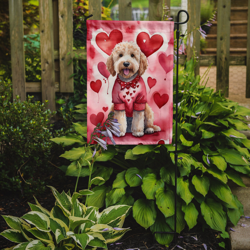 Goldendoodle My Valentine Garden Flag Mailbox Decorative Yard Banner Outside Patio Artwork for Flower Beds, Garden Size, Multicolor