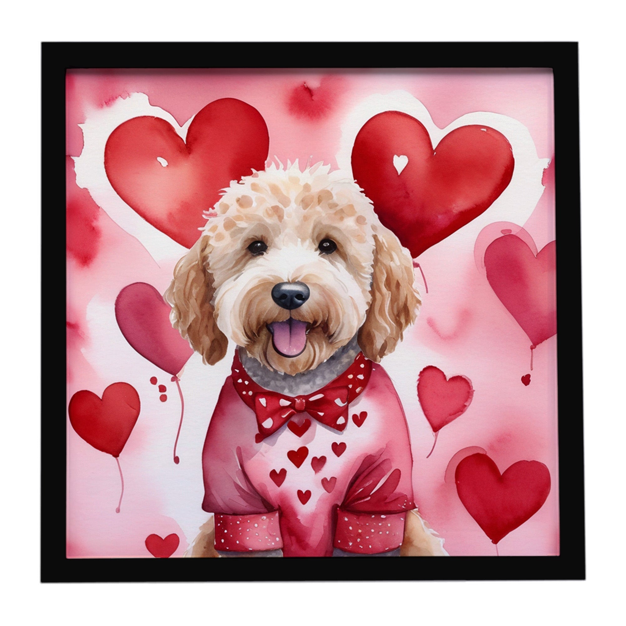 Goldendoodle My Valentine Framed Metal Print Bathroom, Kitchen, Office, Home Decor Wall Art Ready to Hang, Square, 8X8