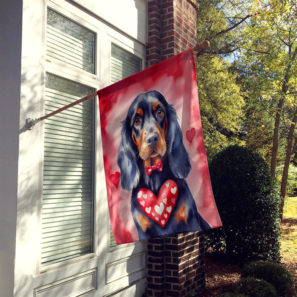 Gordon Setter My Valentine House Flag 28x40 Porch Sleeve Pole Decorative Outside Yard Banner Artwork Wall Hanging, Polyester