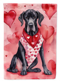 Great Dane My Valentine House Flag 28x40 Porch Sleeve Pole Decorative Outside Yard Banner Artwork Wall Hanging, Polyester