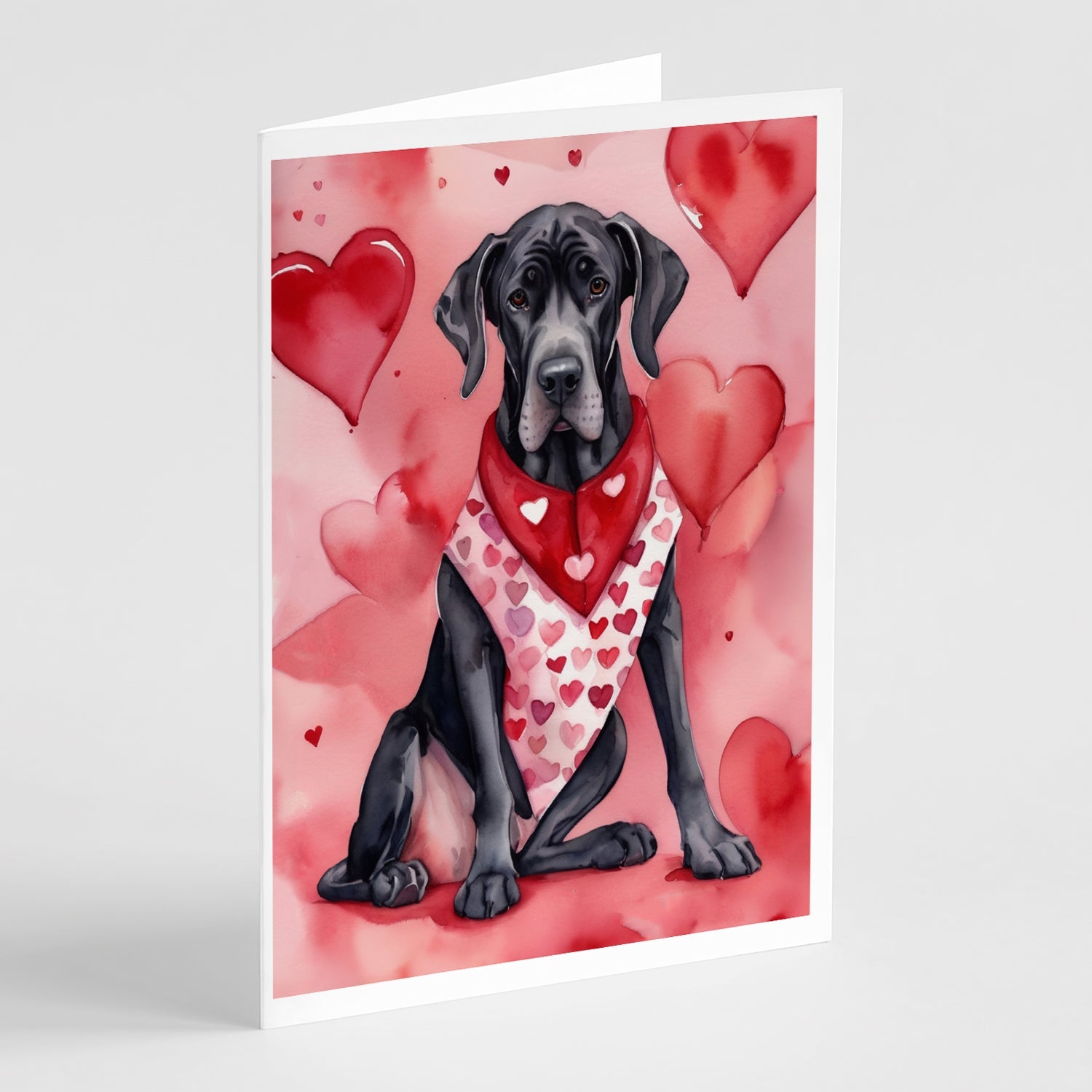 Great Dane My Valentine Greeting Cards Pack of 8 Blank Cards with Envelopes Whimsical A7 Size 5x7
