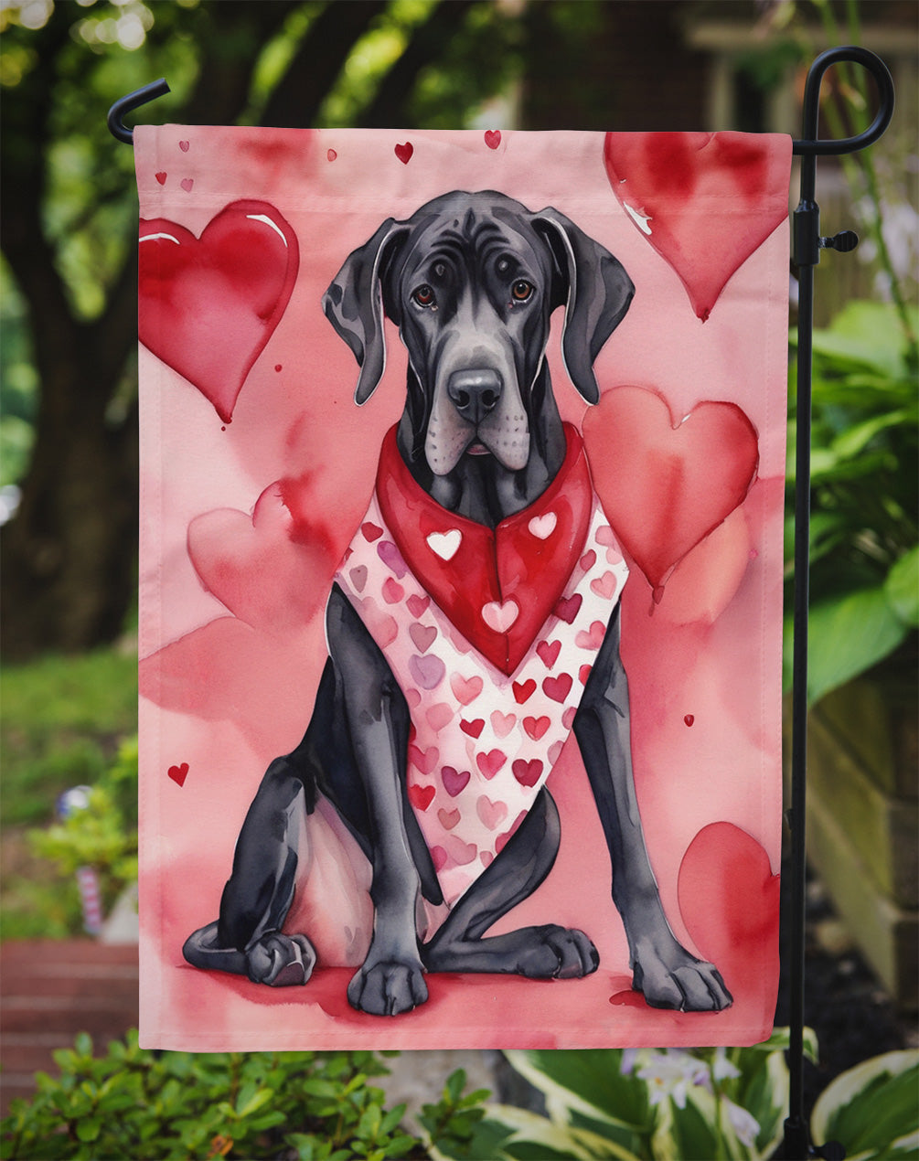 Great Dane My Valentine Garden Flag Mailbox Decorative Yard Banner Outside Patio Artwork for Flower Beds, Garden Size, Multicolor