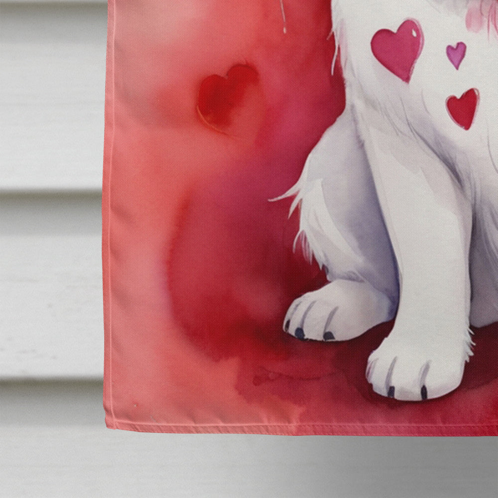 Great Pyrenees My Valentine House Flag 28x40 Porch Sleeve Pole Decorative Outside Yard Banner Artwork Wall Hanging, Polyester