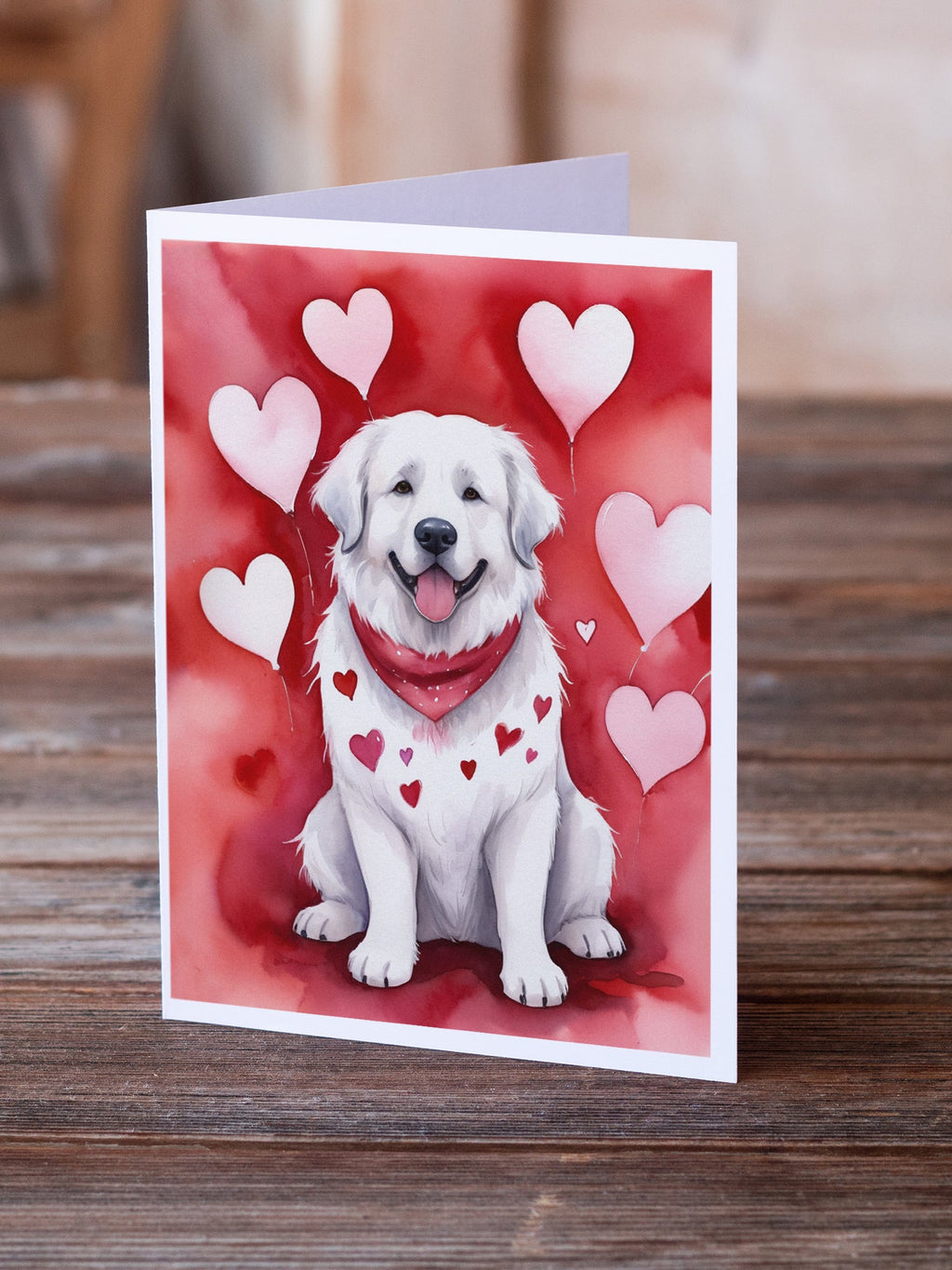 Great Pyrenees My Valentine Greeting Cards Pack of 8 Blank Cards with Envelopes Whimsical A7 Size 5x7