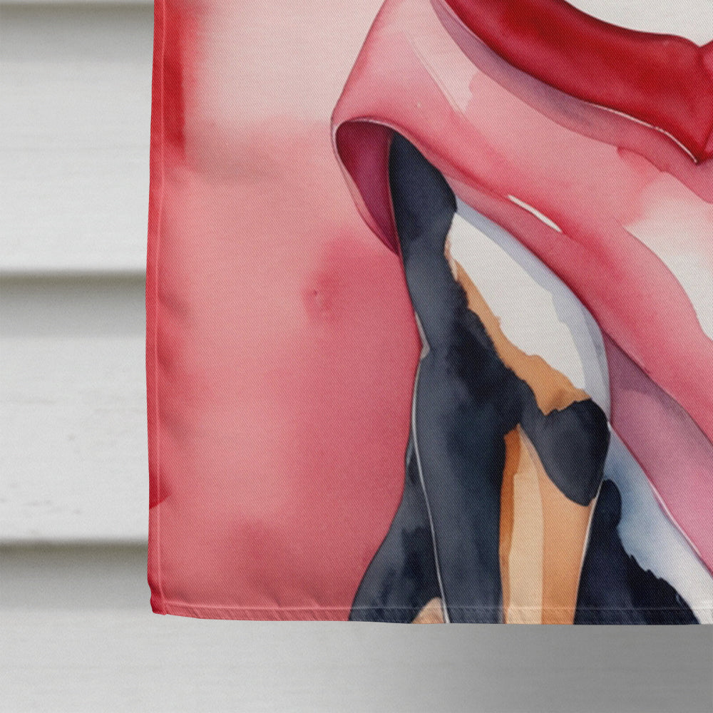 Greater Swiss Mountain Dog My Valentine House Flag 28x40 Porch Sleeve Pole Decorative Outside Yard Banner Artwork Wall Hanging, Polyester