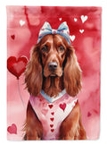 Irish Setter My Valentine House Flag 28x40 Porch Sleeve Pole Decorative Outside Yard Banner Artwork Wall Hanging, Polyester