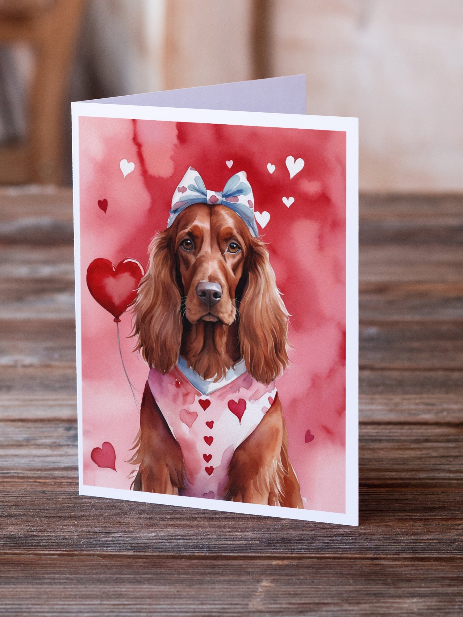 Irish Setter My Valentine Greeting Cards Pack of 8 Blank Cards with Envelopes Whimsical A7 Size 5x7
