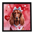 Irish Setter My Valentine Framed Metal Print Bathroom, Kitchen, Office, Home Decor Wall Art Ready to Hang, Square, 8X8