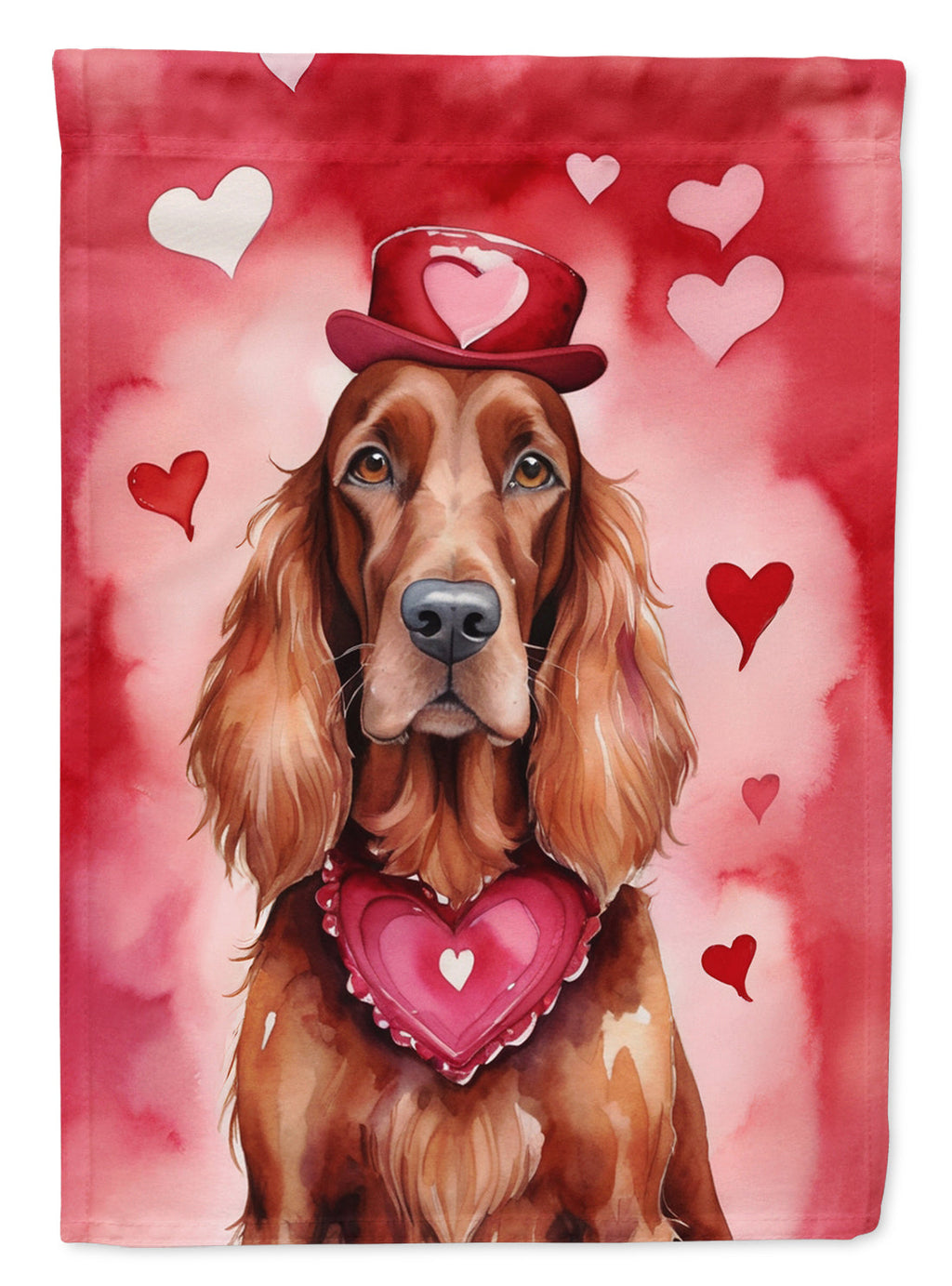 Irish Setter My Valentine House Flag 28x40 Porch Sleeve Pole Decorative Outside Yard Banner Artwork Wall Hanging, Polyester