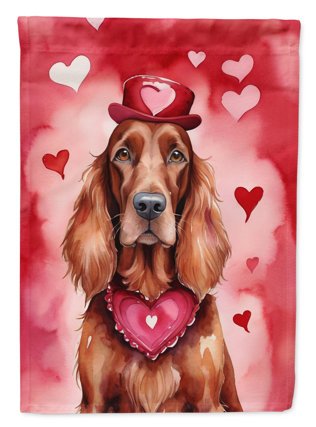 Irish Setter My Valentine House Flag 28x40 Porch Sleeve Pole Decorative Outside Yard Banner Artwork Wall Hanging, Polyester
