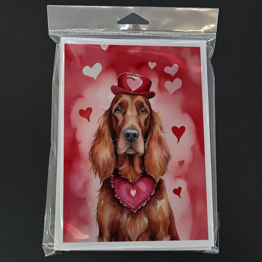 Irish Setter My Valentine Greeting Cards Pack of 8 Blank Cards with Envelopes Whimsical A7 Size 5x7