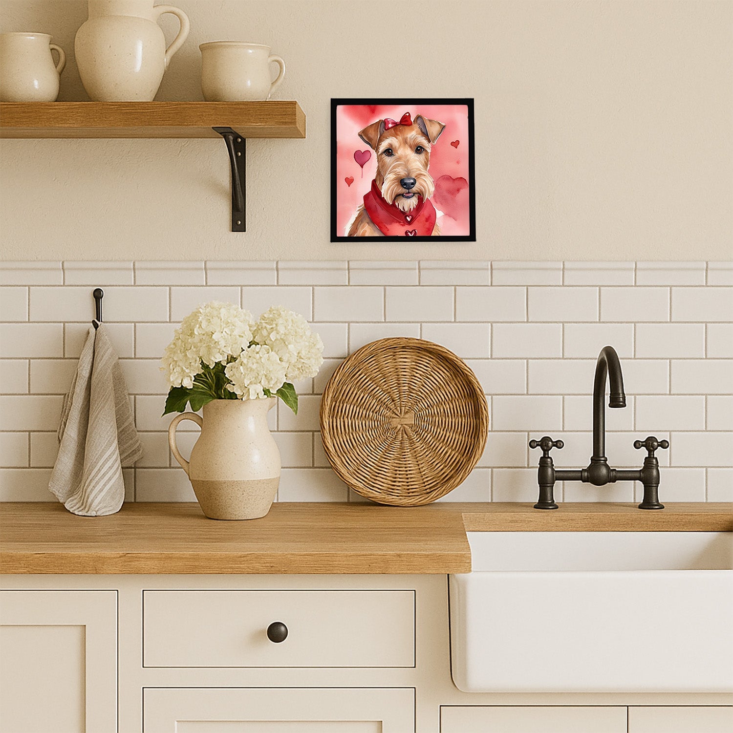 Irish Terrier My Valentine Framed Metal Print Bathroom, Kitchen, Office, Home Decor Wall Art Ready to Hang, Square, 8X8