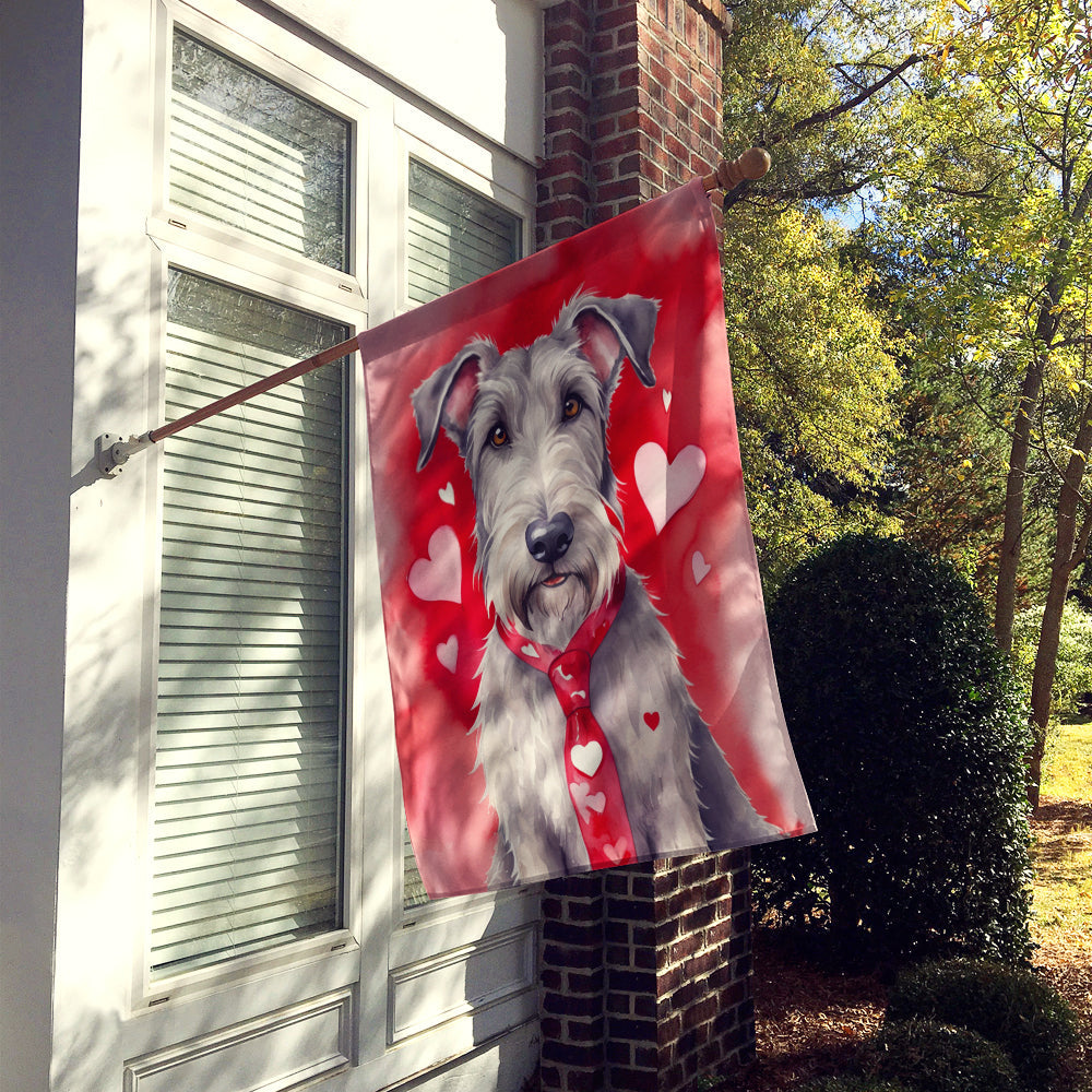 Irish Wolfhound My Valentine House Flag 28x40 Porch Sleeve Pole Decorative Outside Yard Banner Artwork Wall Hanging, Polyester