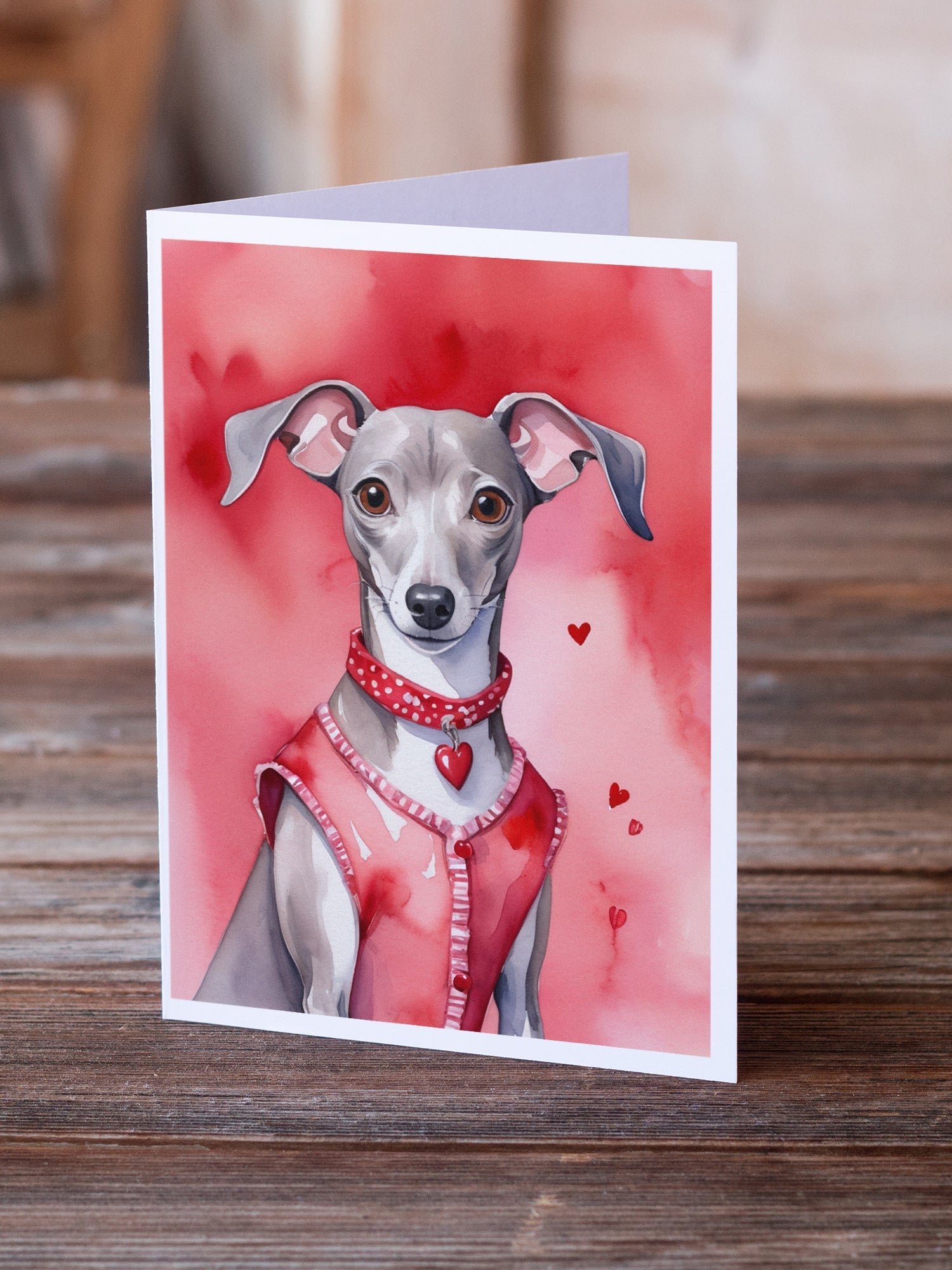 Italian Greyhound My Valentine Greeting Cards Pack of 8 Blank Cards with Envelopes Whimsical A7 Size 5x7