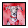 Italian Greyhound My Valentine Framed Metal Print Bathroom, Kitchen, Office, Home Decor Wall Art Ready to Hang, Square, 8X8