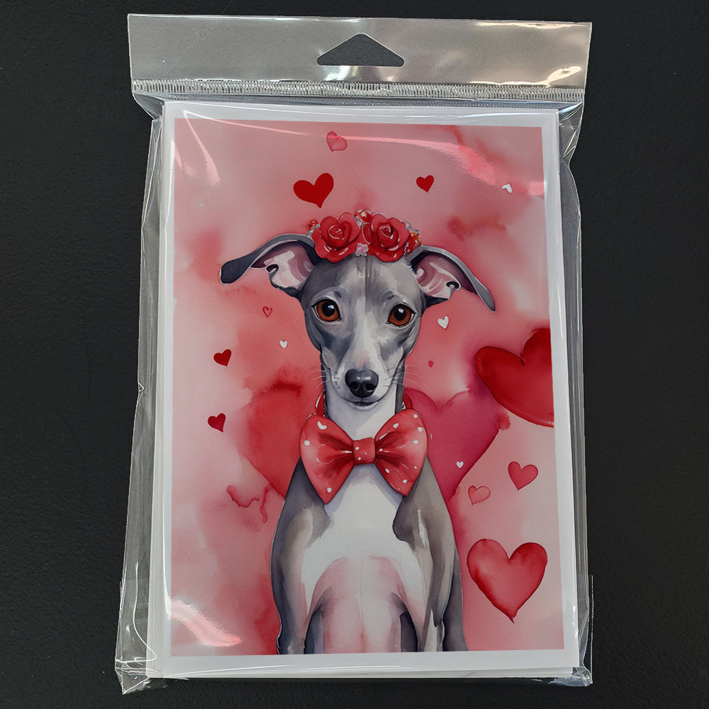 Italian Greyhound My Valentine Greeting Cards Pack of 8 Blank Cards with Envelopes Whimsical A7 Size 5x7