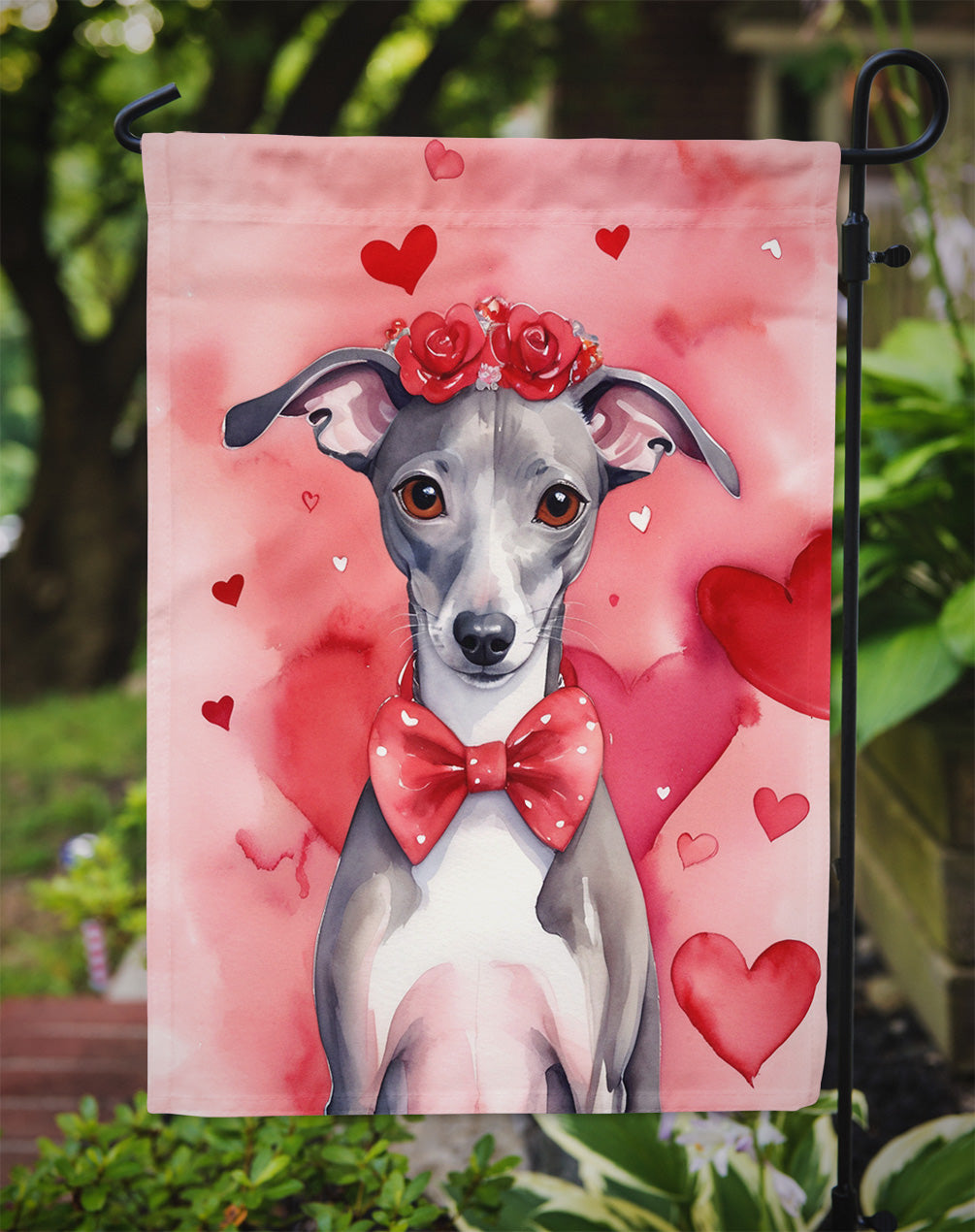 Italian Greyhound My Valentine Garden Flag Mailbox Decorative Yard Banner Outside Patio Artwork for Flower Beds, Garden Size, Multicolor