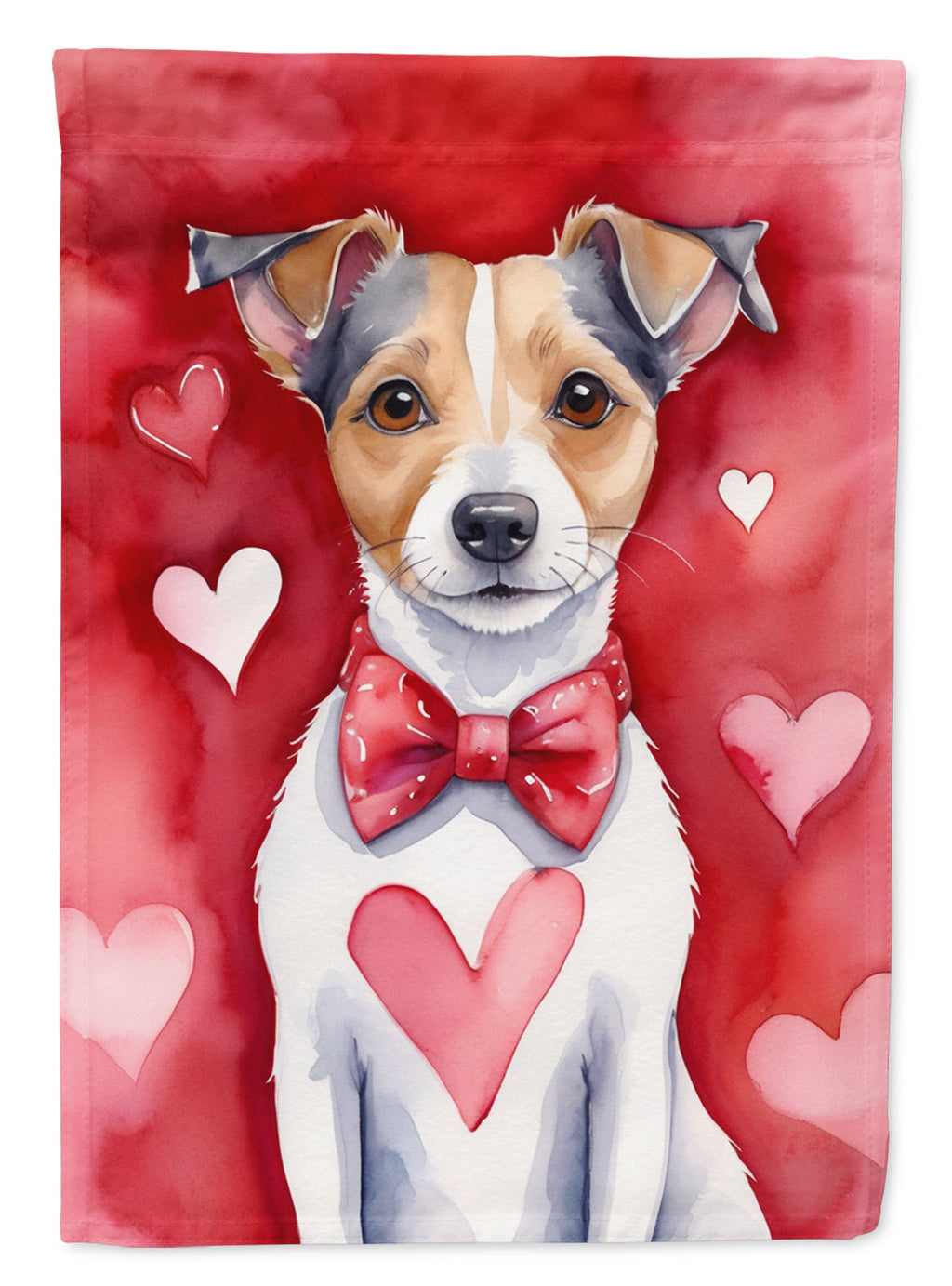 Jack Russell Terrier My Valentine House Flag 28x40 Porch Sleeve Pole Decorative Outside Yard Banner Artwork Wall Hanging, Polyester